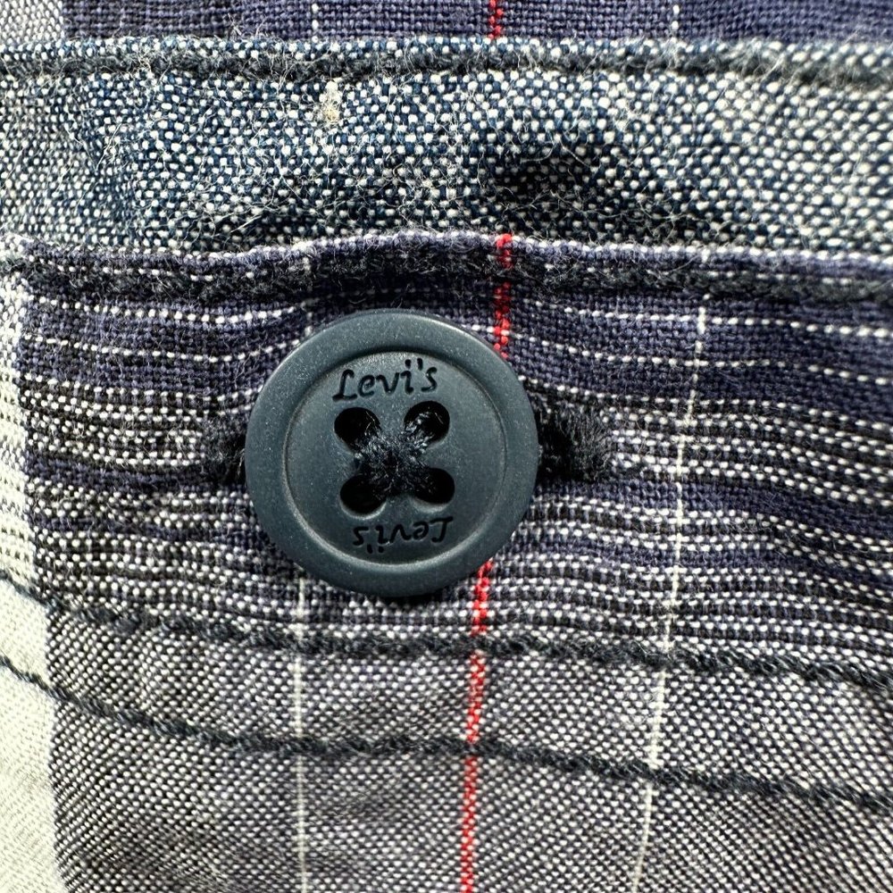 Levi Strauss Levi's Men's Casual Button Up Shirt Short Sleeve Plaid Blue Size XL - Picture 5 of 8